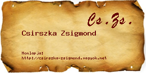 Csirszka Zsigmond névjegykártya